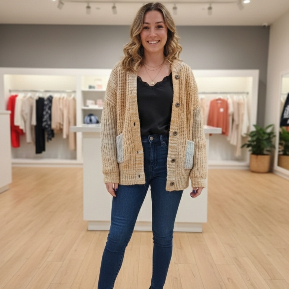 Chic Beige Cardigan Sweater